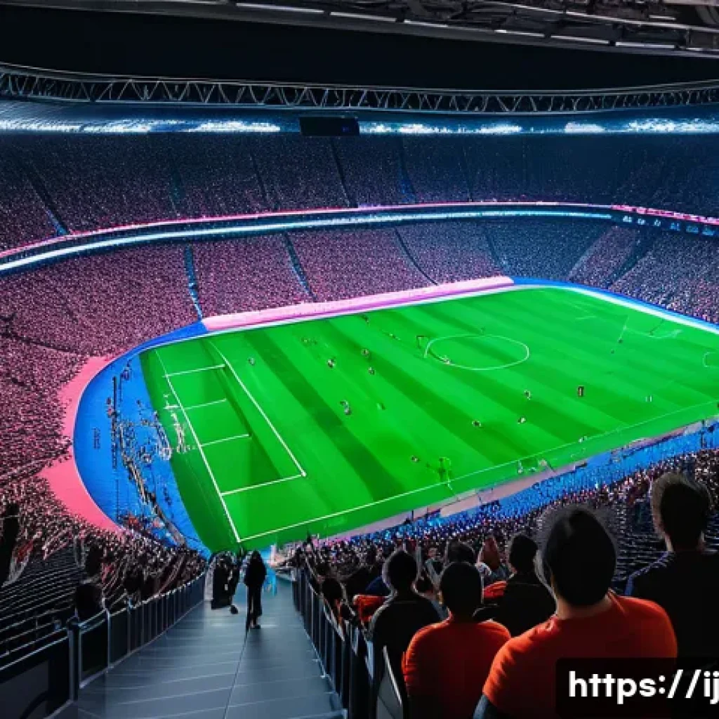 스폰서십의 트렌드 및 최신 동향 - **Image Prompt 1: Technology-Enhanced Sports Fan Experience**
    An energetic, wide-angle shot of a...